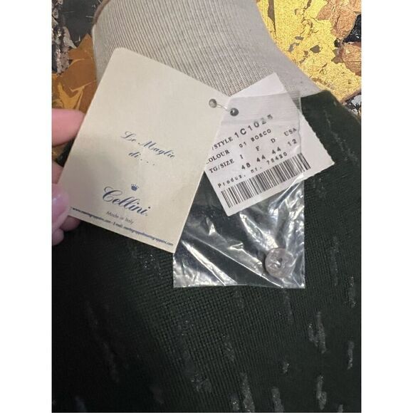 NWT $259 Cellini Italy Wool Blend Green Cardigan W/Glitter Accents Fabulous Clas - Picture 5 of 14